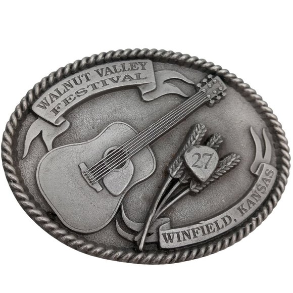 Acoustic Guitar 1998 Belt Buckle Walnut Valley Festival 27th Winfield KS Music - Picture 1 of 8